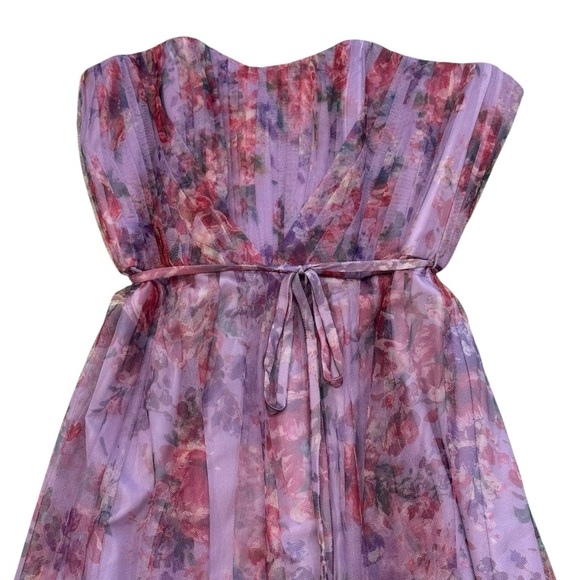 Marchesa Notte Dresses & Skirts - MARCHESA BRIDESMAID***Purple Floral Strapless Maxi Dress***US 6 $385